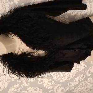 Black Ostrich and Velvet Type Top